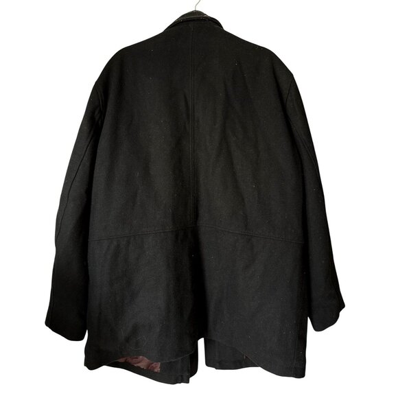 London Fog Mens Black Wool Blend Winter Coat XXL Heavyweight With Button & Zippe - Picture 2 of 8
